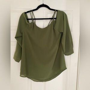 Olive green cold shoulder top by DL DailyLook